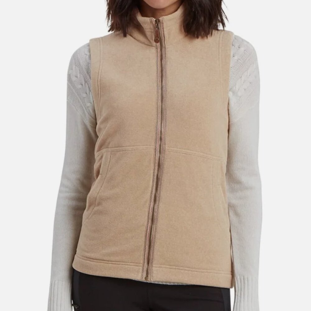Sherpa Adventure Gear Fleece Rolpa Eco Vest, Sand, Full Zip - Womens Medium
